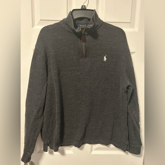 Polo Ralph Lauren Men's Classic Estate-Rib Quarter-Zip Sweater Gray Size lrg - Picture 1 of 4